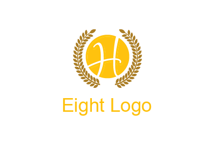 letter H in circle with laurel wreath logo