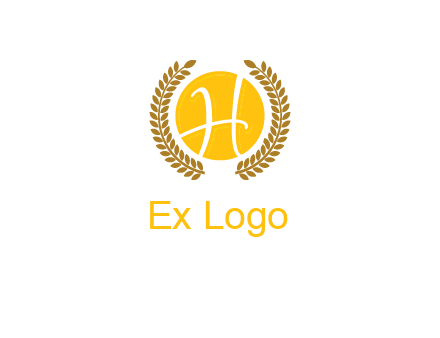 letter H in circle with laurel wreath logo