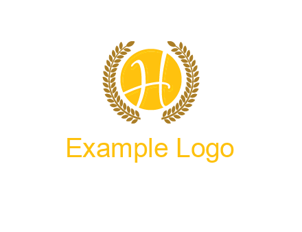 letter H in circle with laurel wreath logo