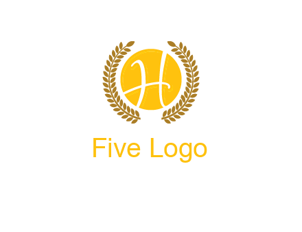 letter H in circle with laurel wreath logo