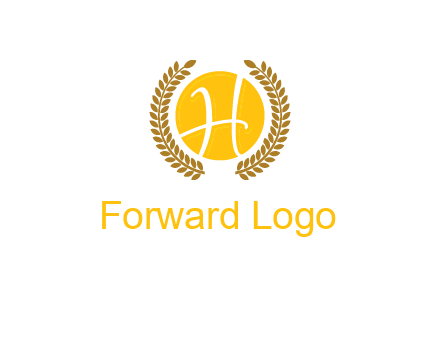 letter H in circle with laurel wreath logo
