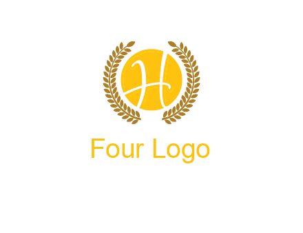 letter H in circle with laurel wreath logo