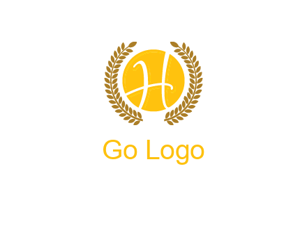 letter H in circle with laurel wreath logo