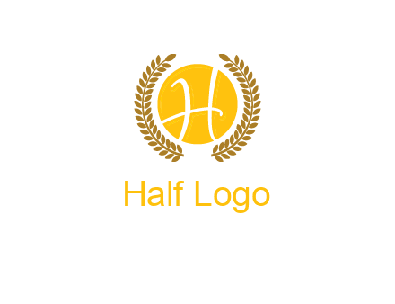 letter H in circle with laurel wreath logo