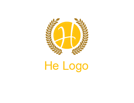 letter H in circle with laurel wreath logo
