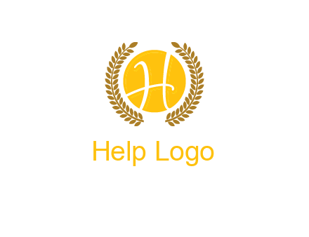 letter H in circle with laurel wreath logo