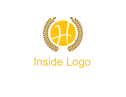 letter H in circle with laurel wreath logo