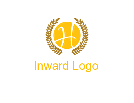 letter H in circle with laurel wreath logo