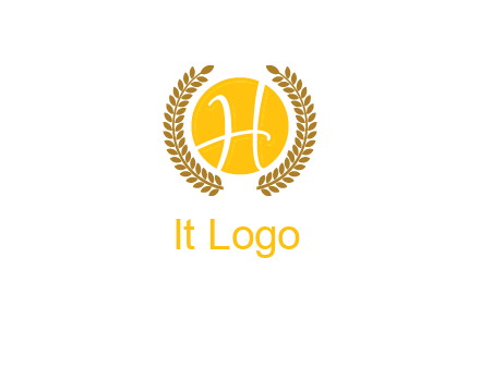 letter H in circle with laurel wreath logo