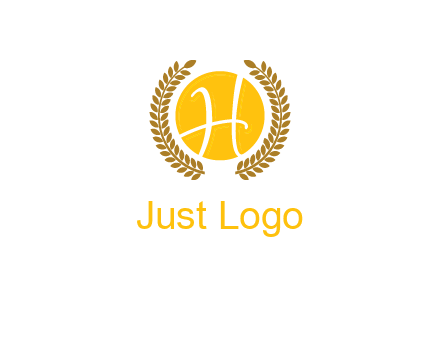 letter H in circle with laurel wreath logo