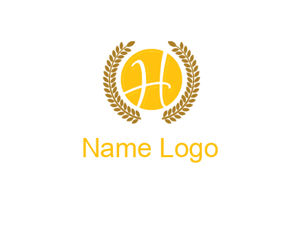 letter H in circle with laurel wreath logo