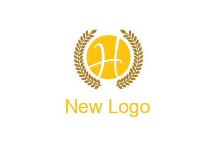 letter H in circle with laurel wreath logo