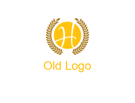 letter H in circle with laurel wreath logo