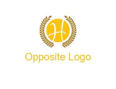 letter H in circle with laurel wreath logo