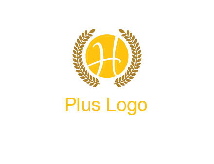 letter H in circle with laurel wreath logo