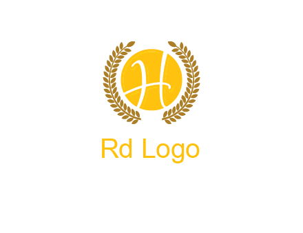 letter H in circle with laurel wreath logo