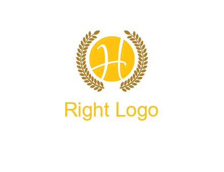 letter H in circle with laurel wreath logo