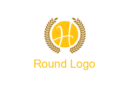 letter H in circle with laurel wreath logo