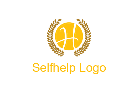 letter H in circle with laurel wreath logo