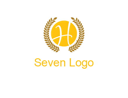 letter H in circle with laurel wreath logo