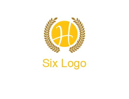 letter H in circle with laurel wreath logo