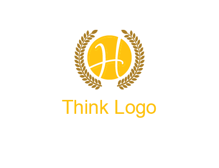 letter H in circle with laurel wreath logo