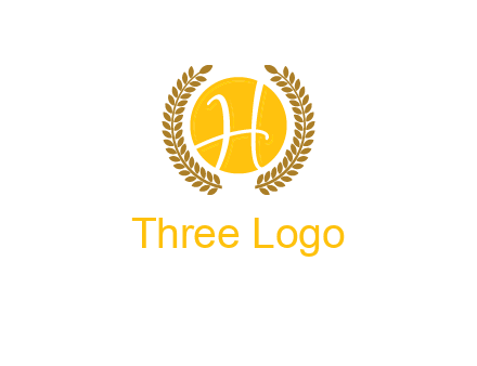 letter H in circle with laurel wreath logo