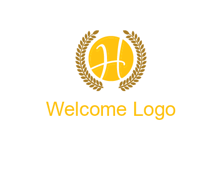letter H in circle with laurel wreath logo