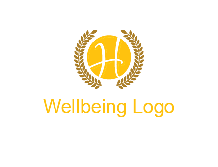 letter H in circle with laurel wreath logo
