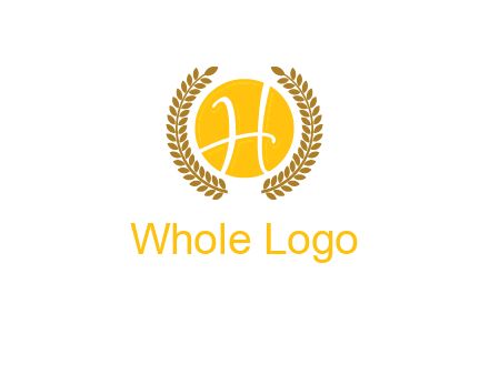 letter H in circle with laurel wreath logo