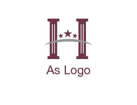 letter H incorporated with legal pillars logo