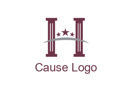 letter H incorporated with legal pillars logo