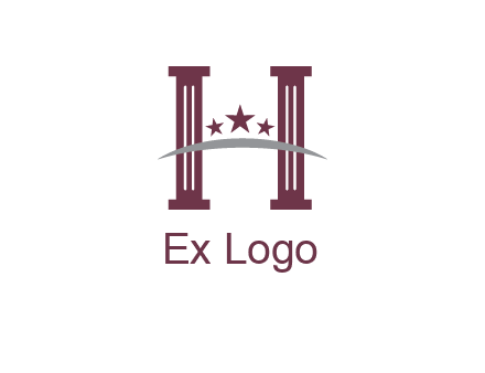letter H incorporated with legal pillars logo