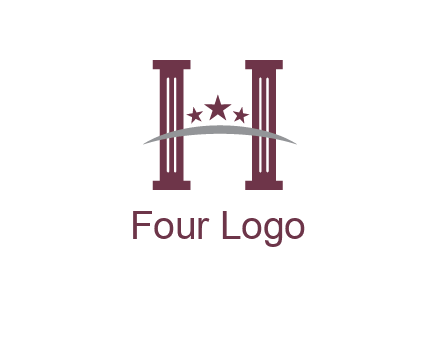 letter H incorporated with legal pillars logo