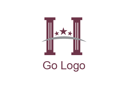 letter H incorporated with legal pillars logo