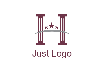 letter H incorporated with legal pillars logo
