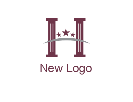 letter H incorporated with legal pillars logo