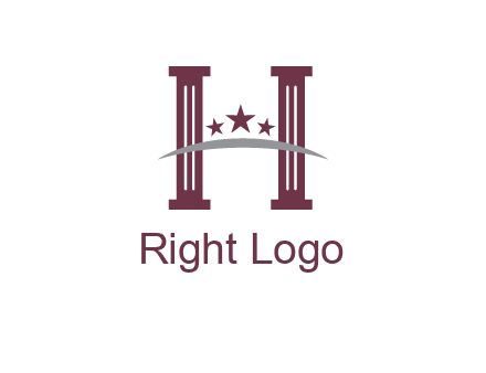 letter H incorporated with legal pillars logo