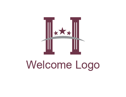 letter H incorporated with legal pillars logo