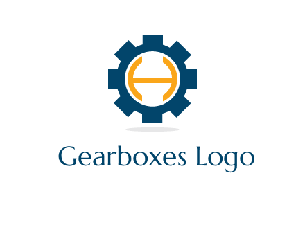 letter H inside gear with shadow logo
