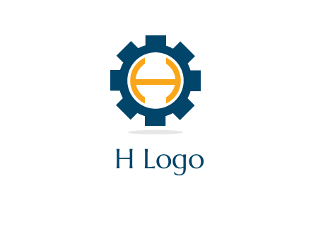 letter H inside gear with shadow logo