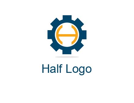 letter H inside gear with shadow logo