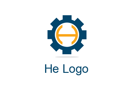 letter H inside gear with shadow logo