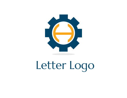 letter H inside gear with shadow logo