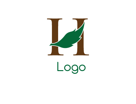 leaf inside letter H logo