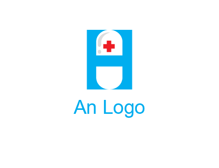capsule and medical sign inside letter H logo