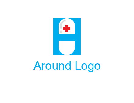 capsule and medical sign inside letter H logo