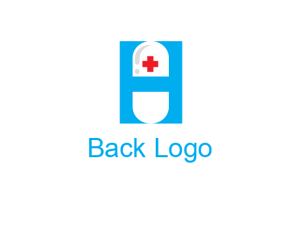 capsule and medical sign inside letter H logo