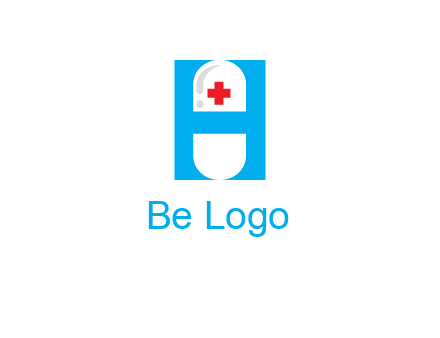 capsule and medical sign inside letter H logo