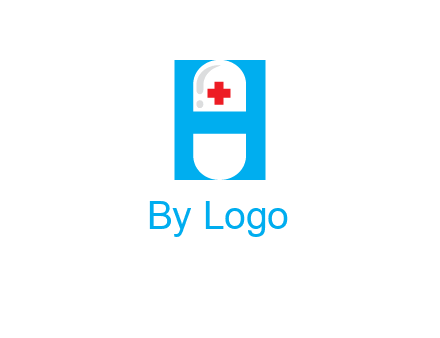 capsule and medical sign inside letter H logo